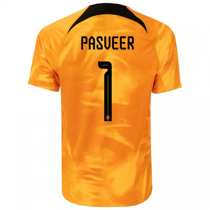 Herren Niederländische Remko Pasveer #1 Laser-orange Heimtrikot Trikot 22-24 T-shirt Belgien