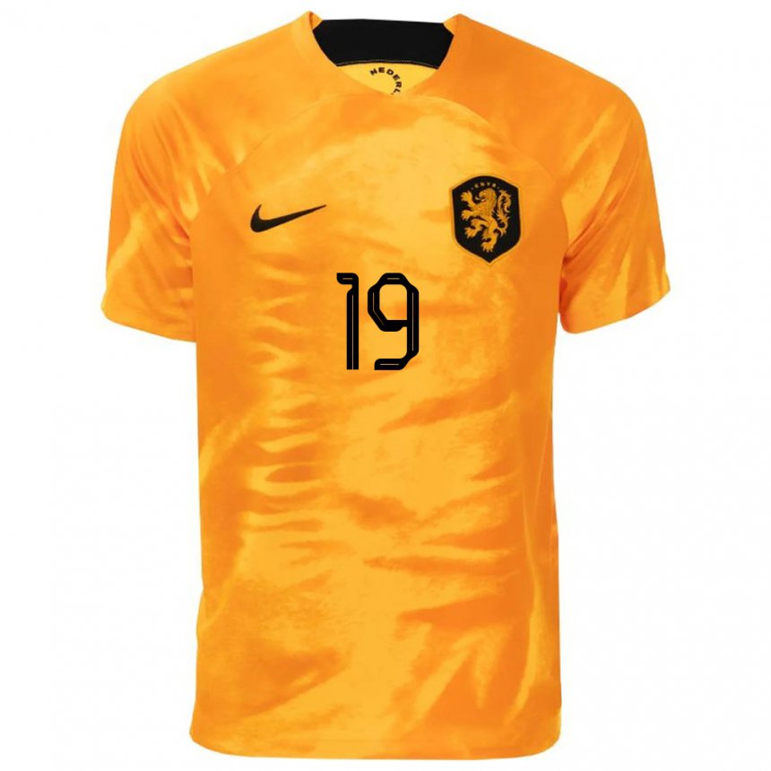 Homme Maillot Pays-bas Wout Weghorst #19 Orange Laser Tenues Domicile 22-24 T-shirt Belgique