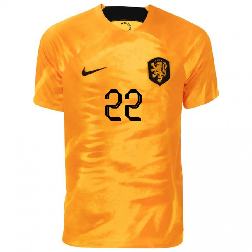 Herren Niederländische Denzel Dumfries #22 Laser-orange Heimtrikot Trikot 22-24 T-shirt Belgien