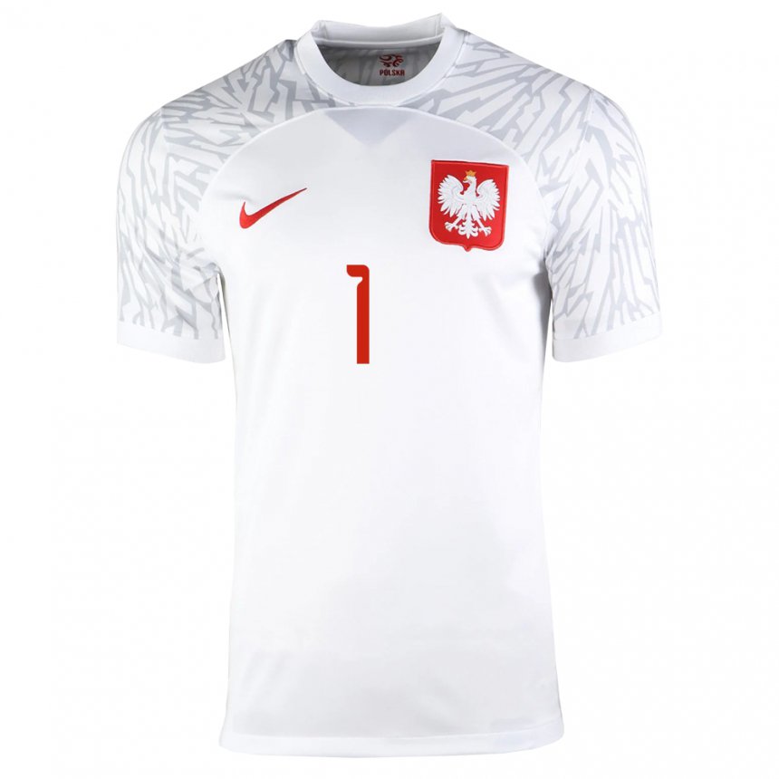 Herren Polnische Wojciech Szczesny #1 Weiß Heimtrikot Trikot 22-24 T-shirt Belgien