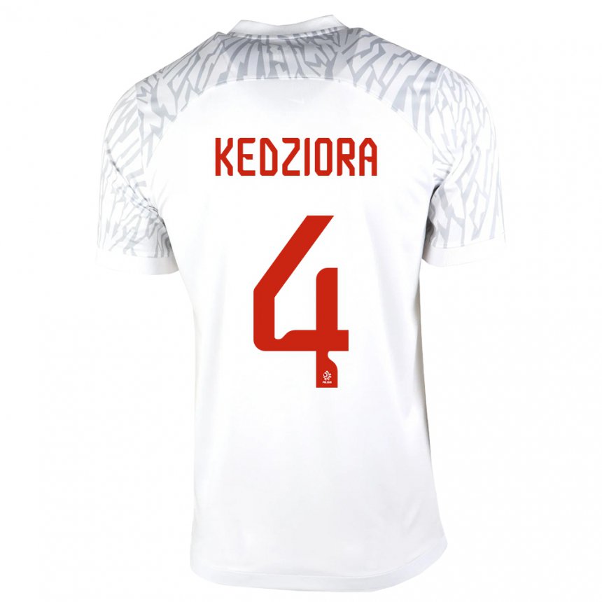 Herren Polnische Tomasz Kedziora #4 Weiß Heimtrikot Trikot 22-24 T-shirt Belgien