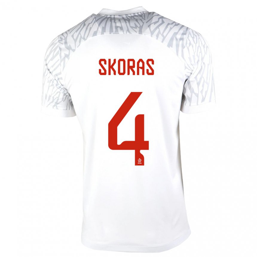 Herren Polnische Michal Skoras #4 Weiß Heimtrikot Trikot 22-24 T-shirt Belgien