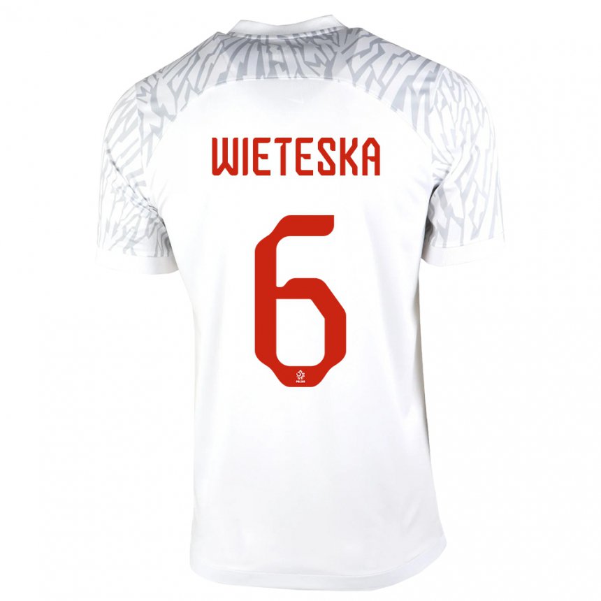 Homme Maillot Pologne Mateusz Wieteska #6 Blanc Tenues Domicile 22-24 T-shirt Belgique