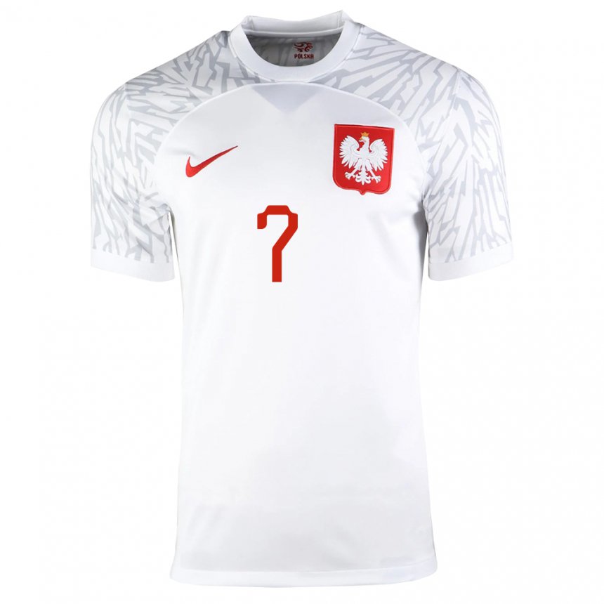 Herren Polnische Arkadiusz Milik #7 Weiß Heimtrikot Trikot 22-24 T-shirt Belgien