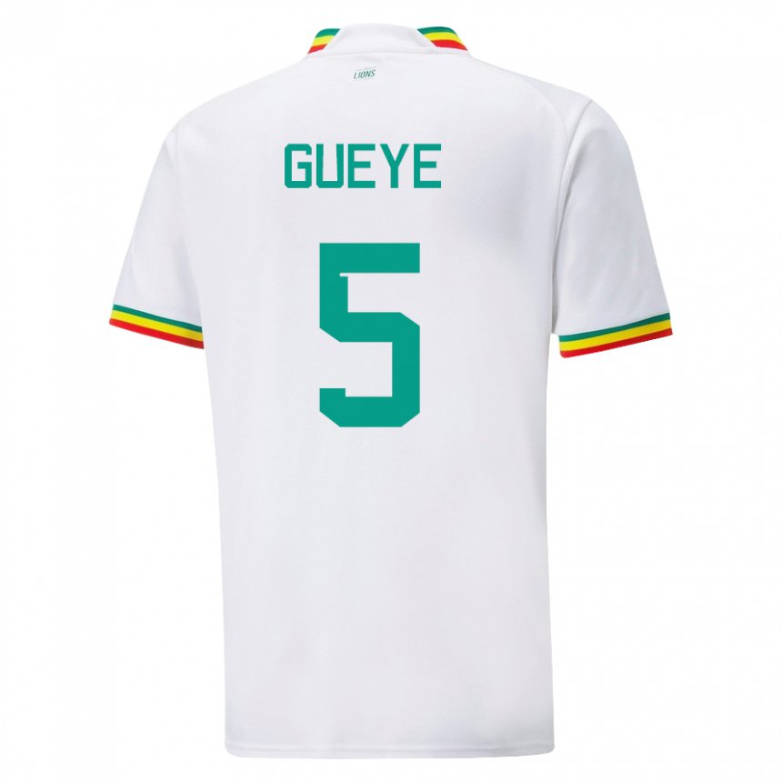 Herren Senegalesische Idrissa Gueye #5 Weiß Heimtrikot Trikot 22-24 T-shirt Belgien