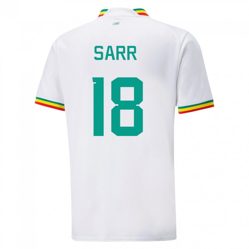 Homme Maillot Sénégal Ismaila Sarr #18 Blanc Tenues Domicile 22-24 T-shirt Belgique