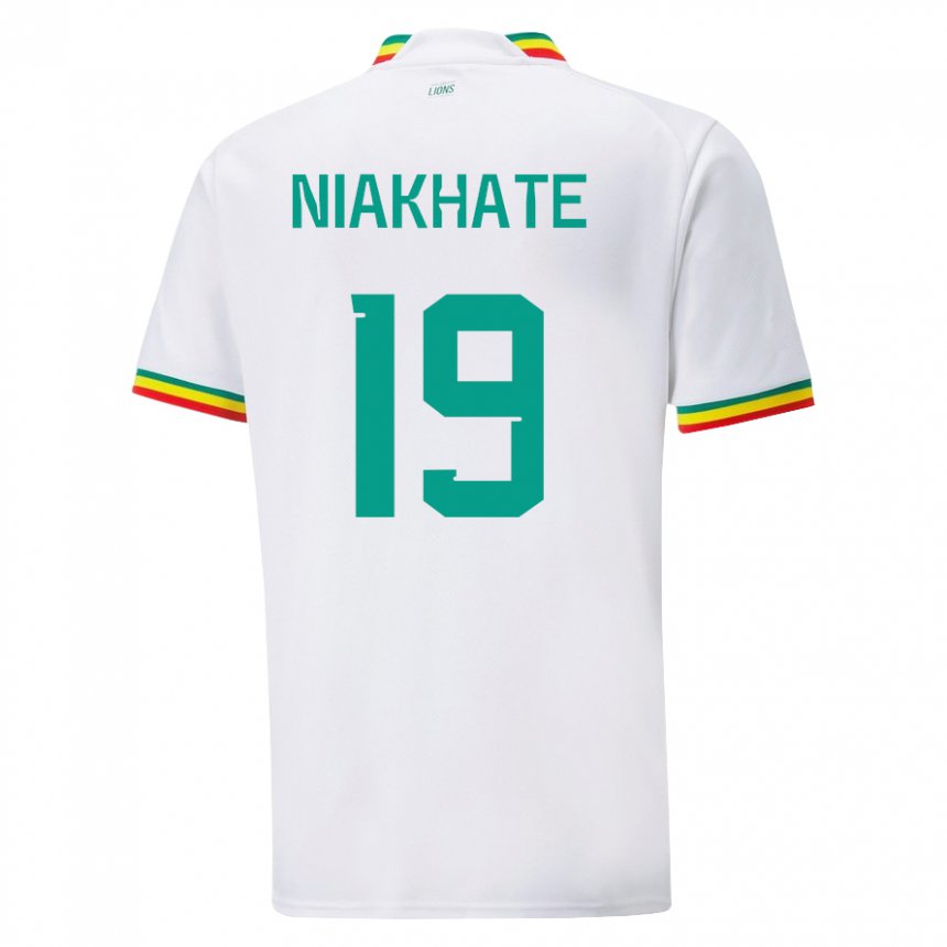 Homme Maillot Sénégal Moussa Niakhate #19 Blanc Tenues Domicile 22-24 T-shirt Belgique