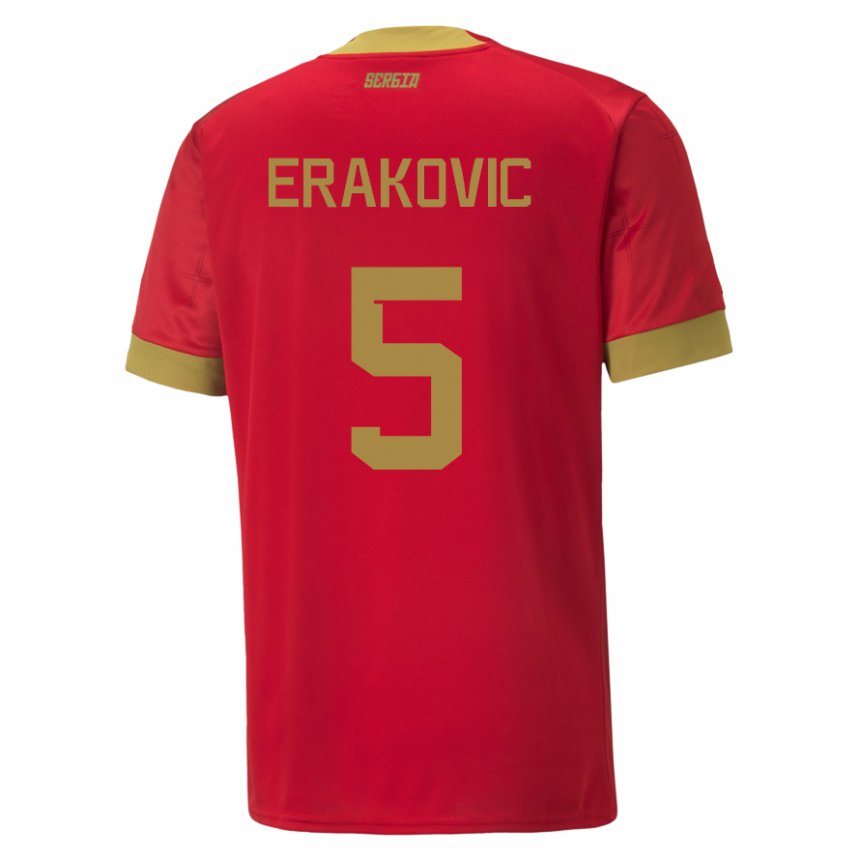 Herren Serbische Strahinja Erakovic #5 Rot Heimtrikot Trikot 22-24 T-shirt Belgien