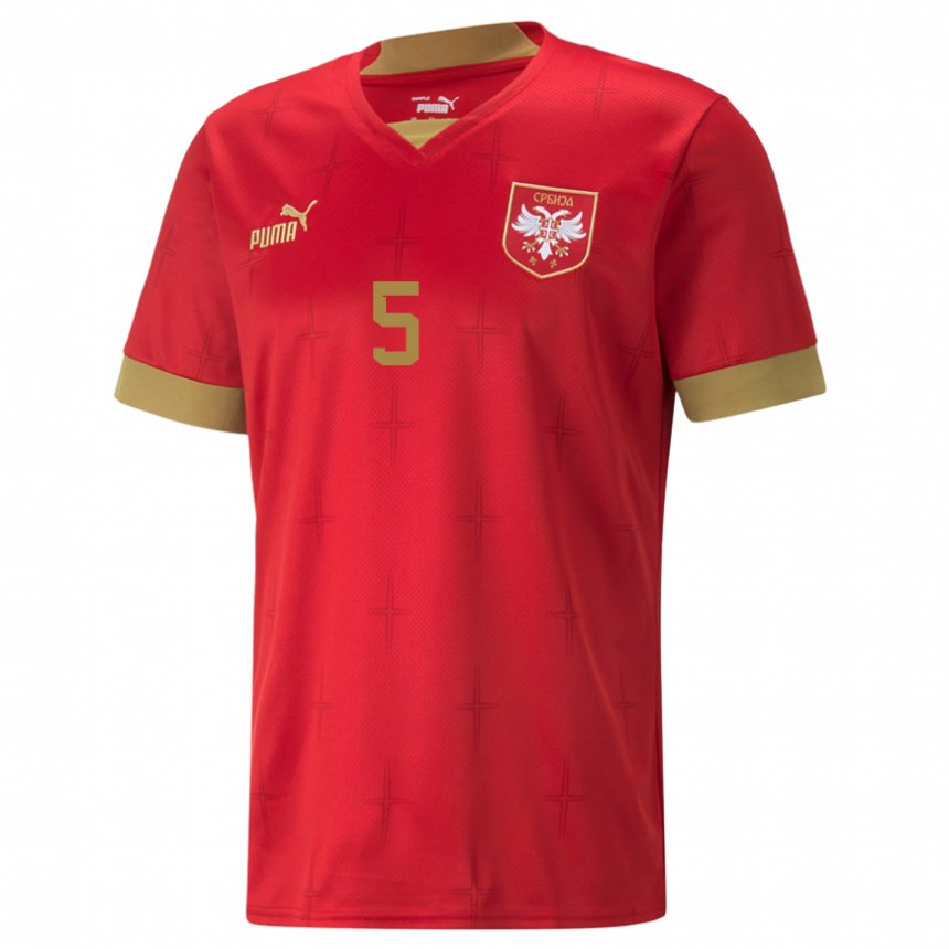 Herren Serbische Milos Veljkovic #5 Rot Heimtrikot Trikot 22-24 T-shirt Belgien