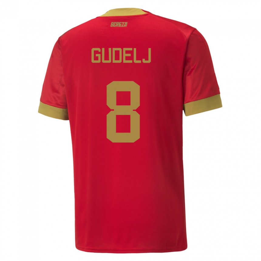 Homme Maillot Serbie Nemanja Gudelj #8 Rouge Tenues Domicile 22-24 T-shirt Belgique