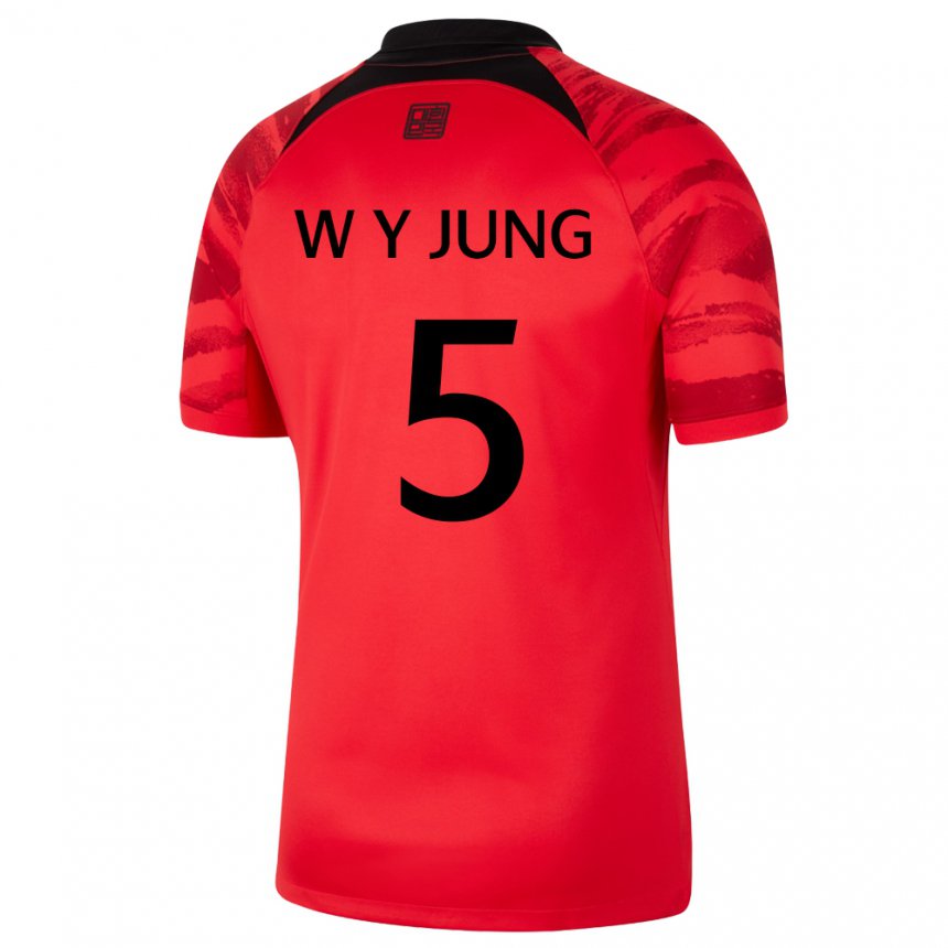 Homme Maillot Corée Du Sud Woo-young Jung #5 Rouge Noir Tenues Domicile 22-24 T-shirt Belgique