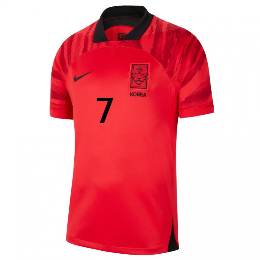Herren Südkoreanische Heung-min Son #7 Rot Schwarz Heimtrikot Trikot 22-24 T-shirt Belgien