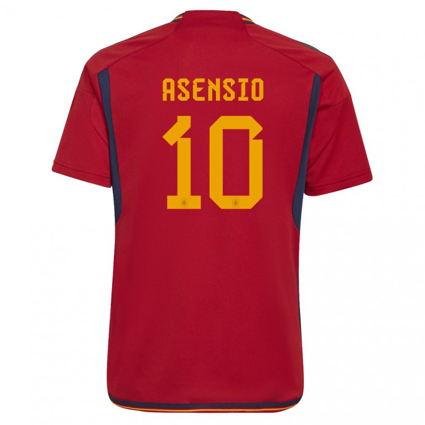 Homme Maillot Espagne Marco Asensio #10 Rouge Tenues Domicile 22-24 T-shirt Belgique