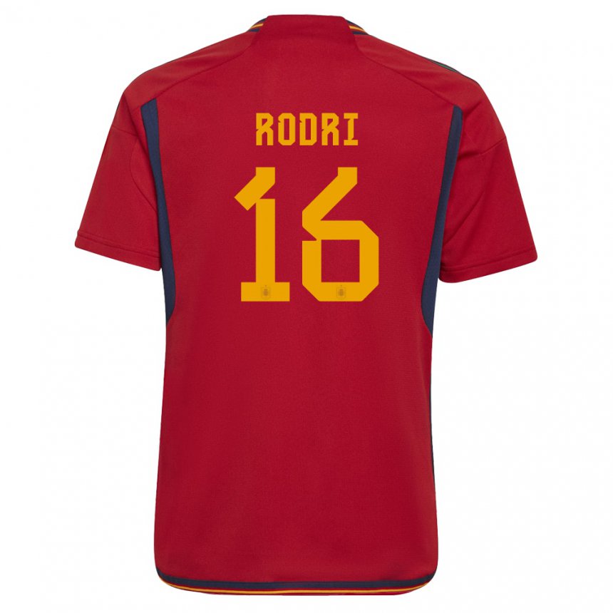Herren Spanische Rodri #16 Rot Heimtrikot Trikot 22-24 T-shirt Belgien