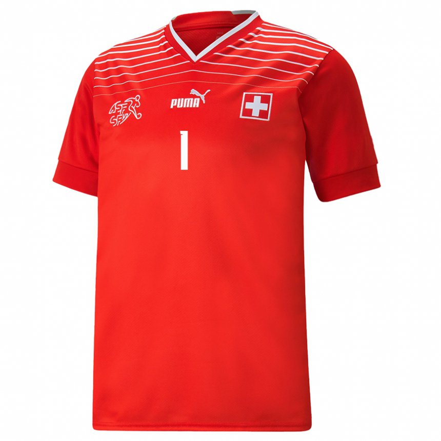 Herren Schweizer Yann Sommer #1 Rot Heimtrikot Trikot 22-24 T-shirt Belgien