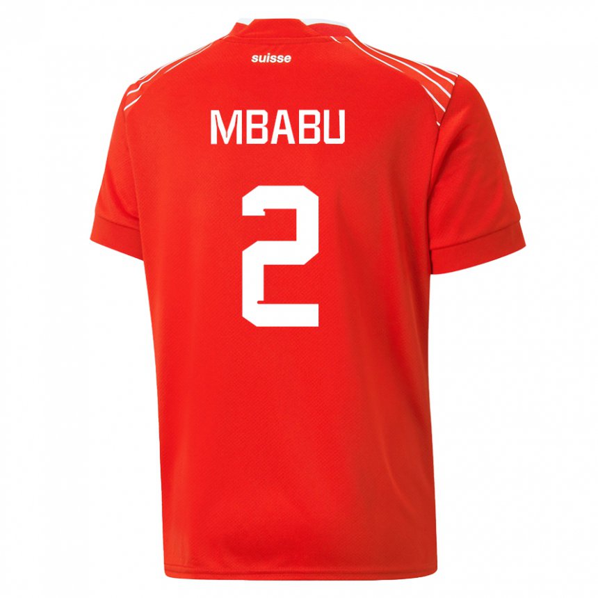 Homme Maillot Suisse Kevin Mbabu #2 Rouge Tenues Domicile 22-24 T-shirt Belgique