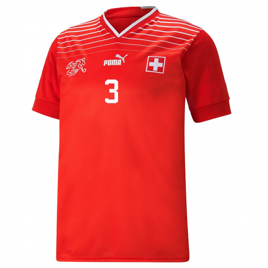 Herren Schweizer Silvan Widmer #3 Rot Heimtrikot Trikot 22-24 T-shirt Belgien