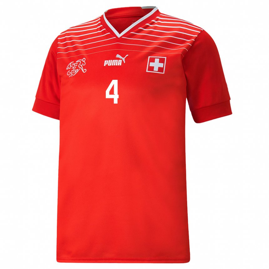 Herren Schweizer Nico Elvedi #4 Rot Heimtrikot Trikot 22-24 T-shirt Belgien