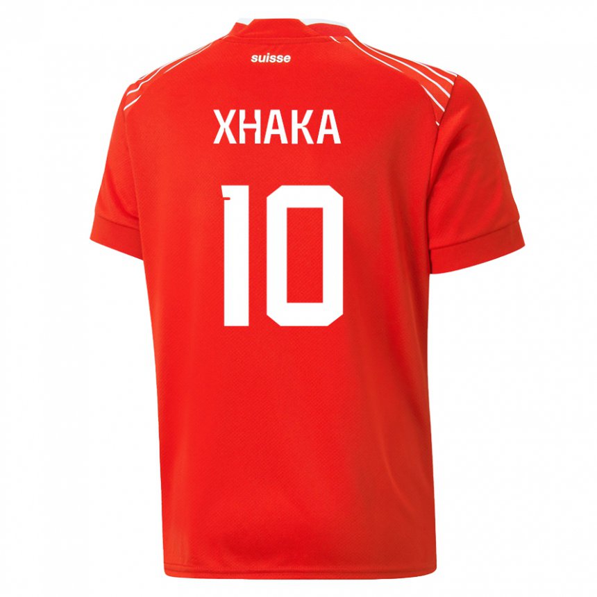 Herren Schweizer Granit Xhaka #10 Rot Heimtrikot Trikot 22-24 T-shirt Belgien