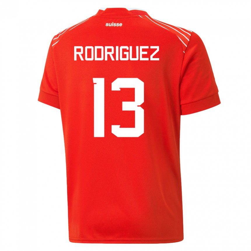 Herren Schweizer Ricardo Rodriguez #13 Rot Heimtrikot Trikot 22-24 T-shirt Belgien