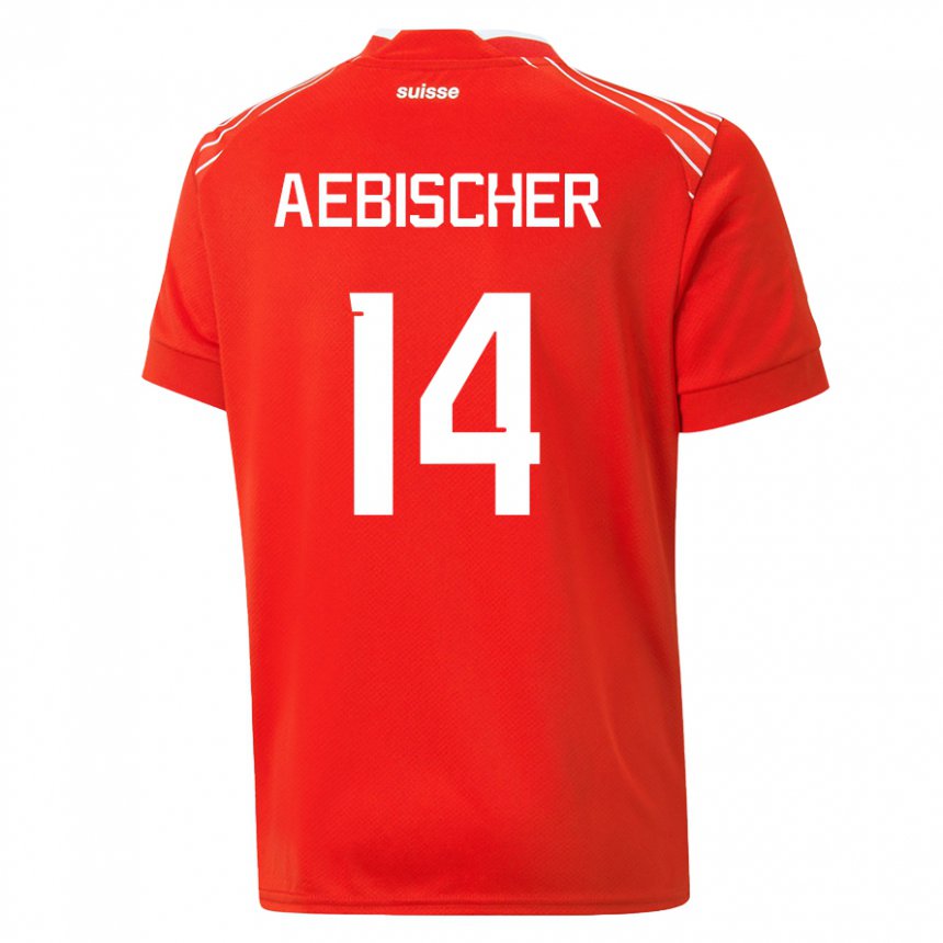 Herren Schweizer Michel Aebischer #14 Rot Heimtrikot Trikot 22-24 T-shirt Belgien