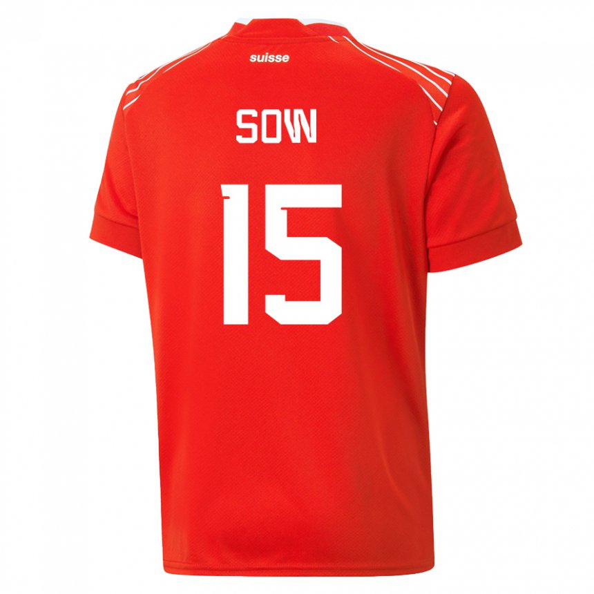Herren Schweizer Djibril Sow #15 Rot Heimtrikot Trikot 22-24 T-shirt Belgien