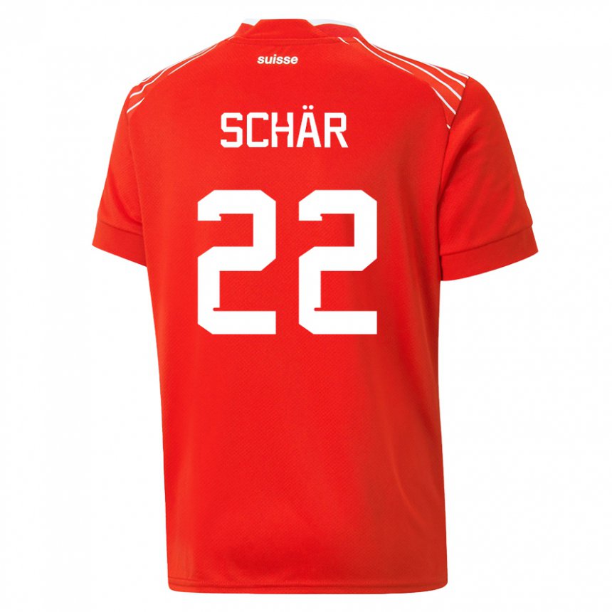 Herren Schweizer Fabian Schar #22 Rot Heimtrikot Trikot 22-24 T-shirt Belgien