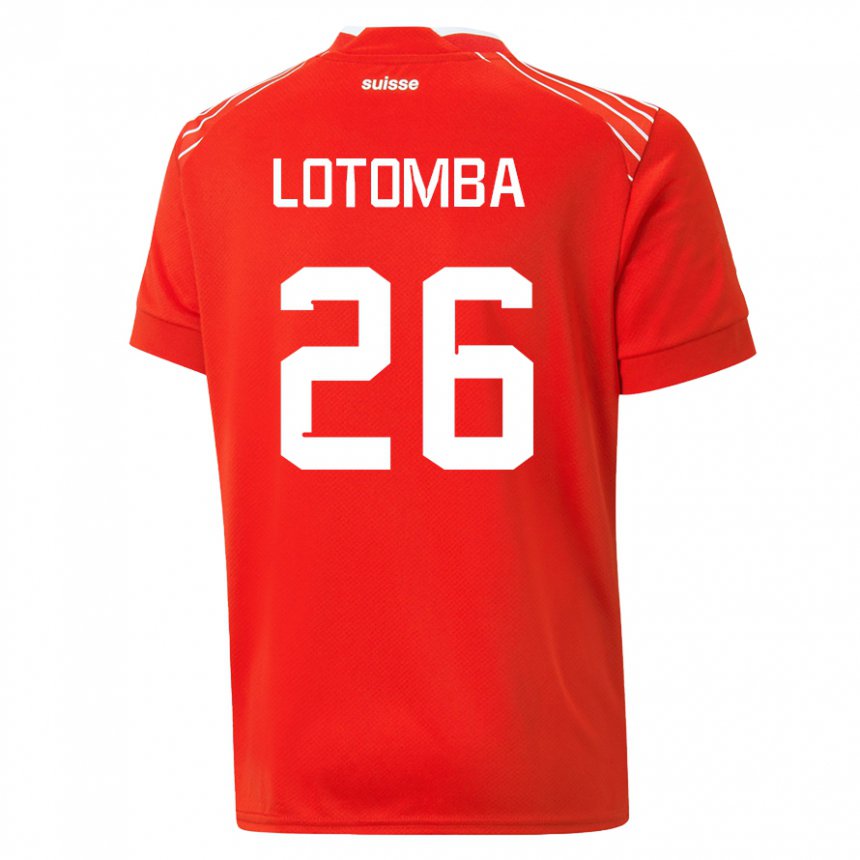 Homme Maillot Suisse Jordan Lotomba #26 Rouge Tenues Domicile 22-24 T-shirt Belgique