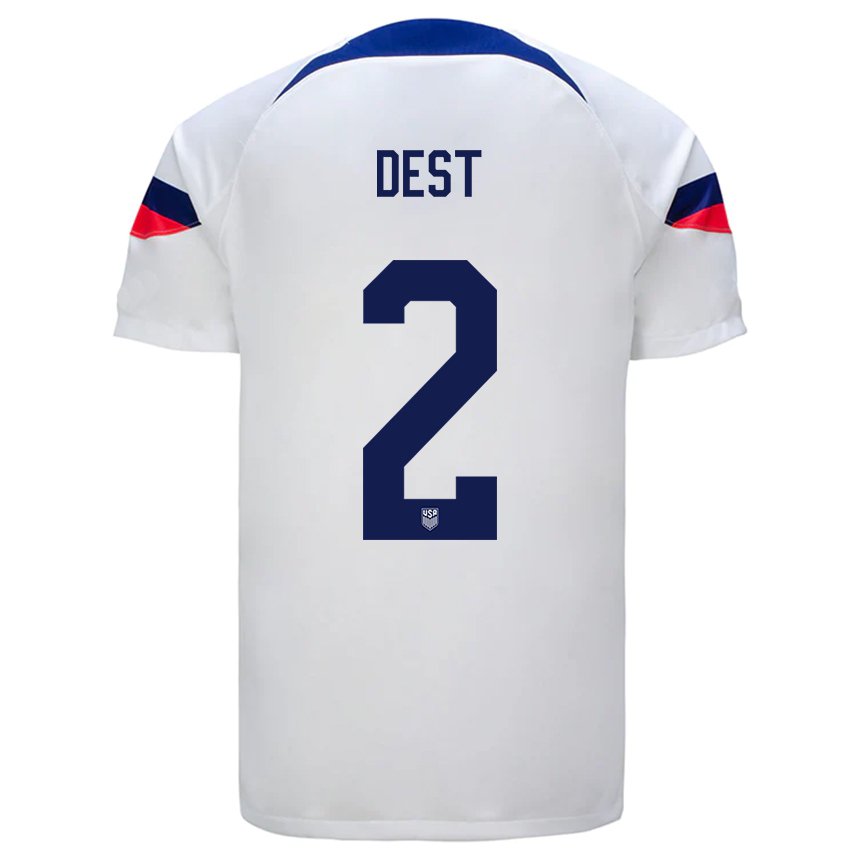 Homme Maillot États-unis Sergino Dest #2 Blanc Tenues Domicile 22-24 T-shirt Belgique