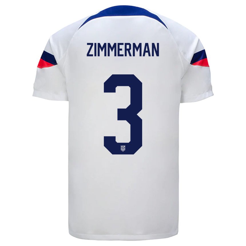 Herren Us-amerikanische Walker Zimmerman #3 Weiß Heimtrikot Trikot 22-24 T-shirt Belgien