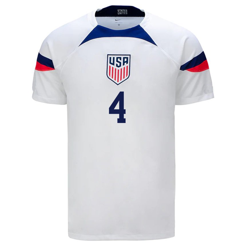 Herren Us-amerikanische Tyler Adams #4 Weiß Heimtrikot Trikot 22-24 T-shirt Belgien