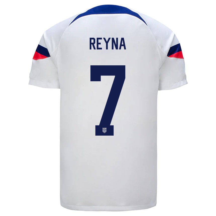 Homme Maillot États-unis Giovanni Reyna #7 Blanc Tenues Domicile 22-24 T-shirt Belgique