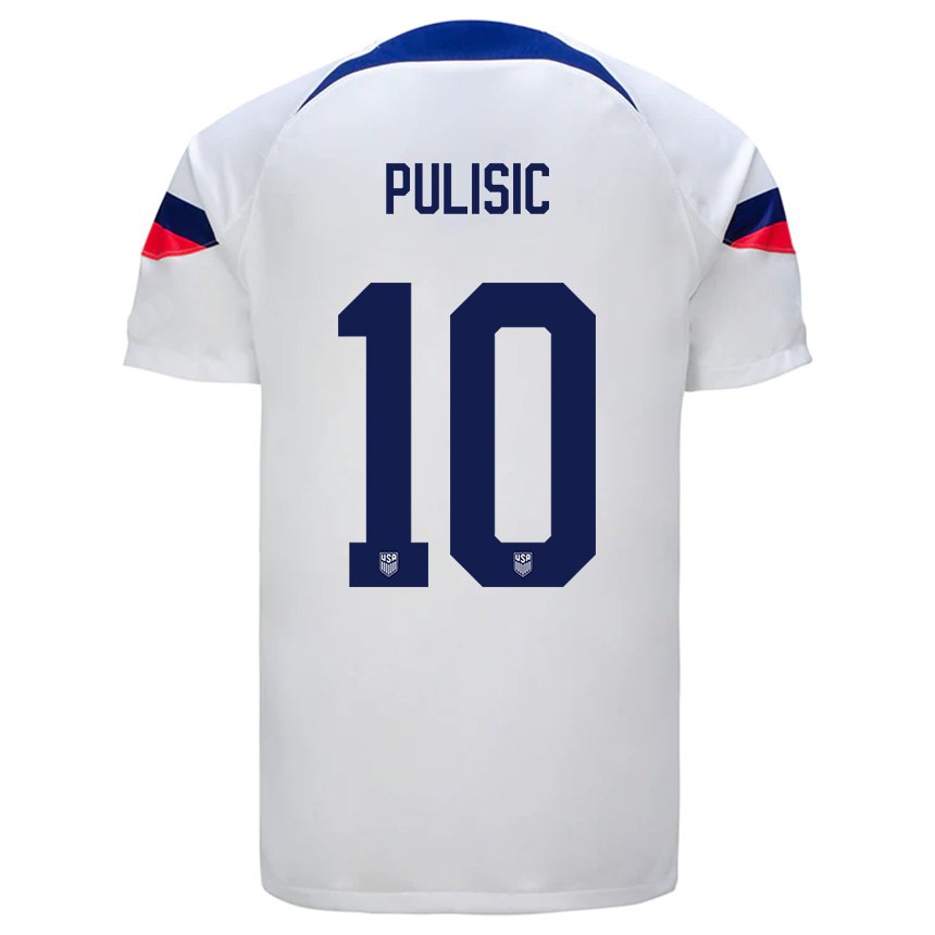 Homme Maillot États-unis Christian Pulisic #10 Blanc Tenues Domicile 22-24 T-shirt Belgique