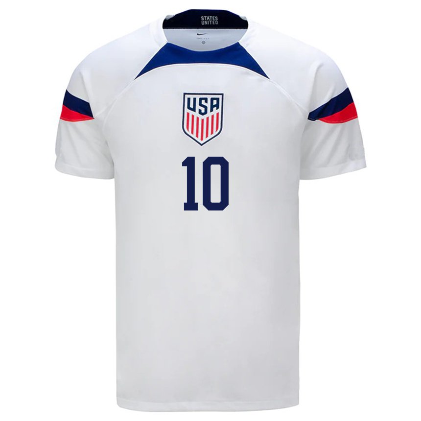 Herren Us-amerikanische Christian Pulisic #10 Weiß Heimtrikot Trikot 22-24 T-shirt Belgien