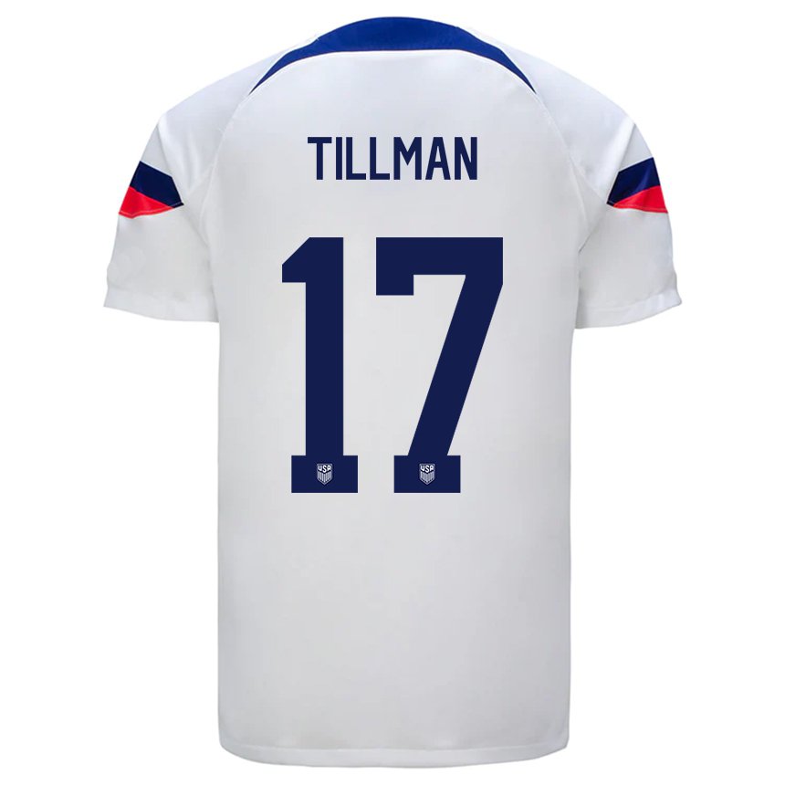 Homme Maillot États-unis Malik Tillman #17 Blanc Tenues Domicile 22-24 T-shirt Belgique