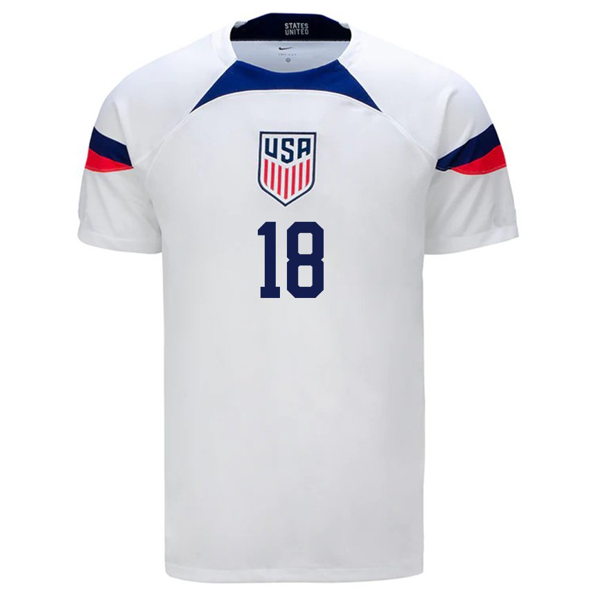 Herren Us-amerikanische Ricardo Pepi #18 Weiß Heimtrikot Trikot 22-24 T-shirt Belgien