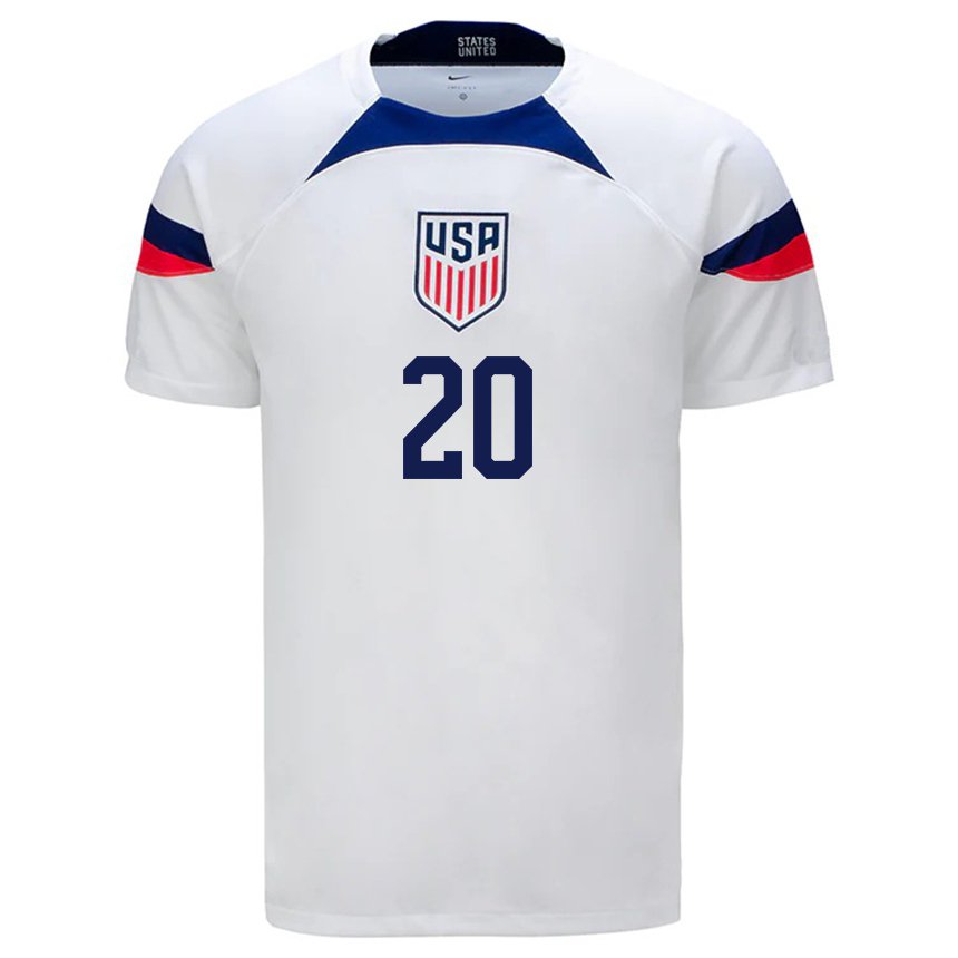 Herren Us-amerikanische Cameron Carter-vickers #20 Weiß Heimtrikot Trikot 22-24 T-shirt Belgien