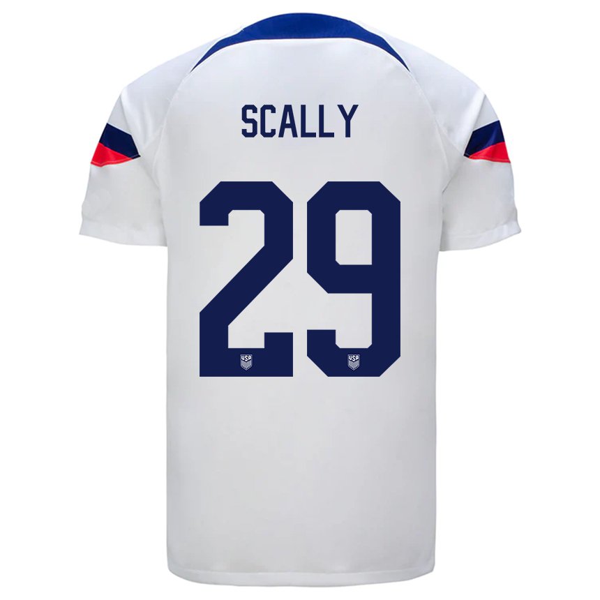 Herren Us-amerikanische Joseph Scally #29 Weiß Heimtrikot Trikot 22-24 T-shirt Belgien