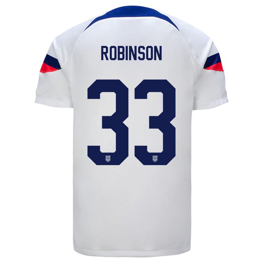 Homme Maillot États-unis Antonee Robinson #33 Blanc Tenues Domicile 22-24 T-shirt Belgique
