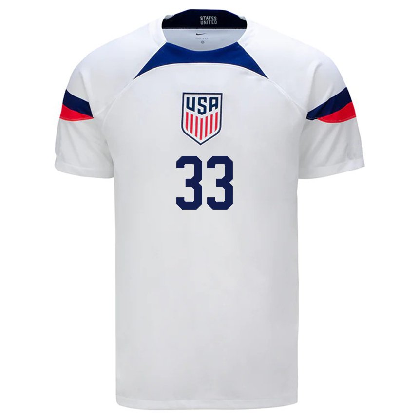 Herren Us-amerikanische Antonee Robinson #33 Weiß Heimtrikot Trikot 22-24 T-shirt Belgien