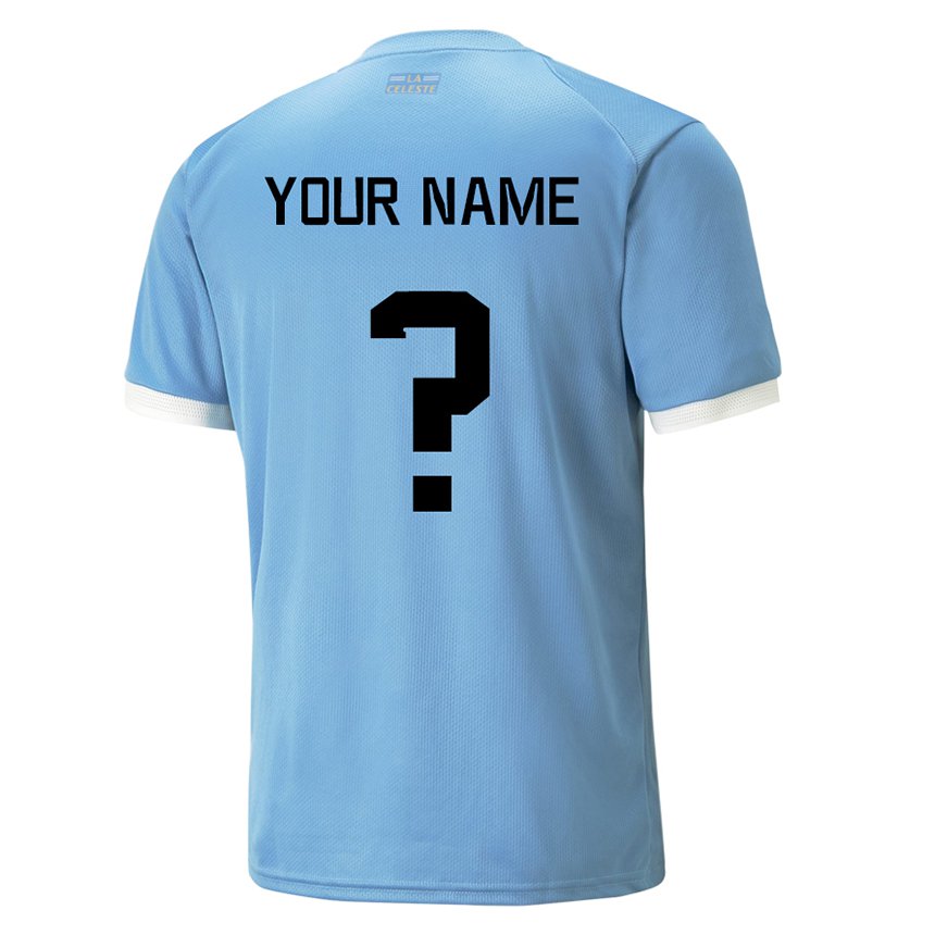 Homme Maillot Uruguay Votre Nom #0 Bleue Tenues Domicile 22-24 T-shirt Belgique