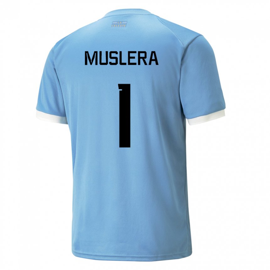 Homme Maillot Uruguay Fernando Muslera #1 Bleue Tenues Domicile 22-24 T-shirt Belgique
