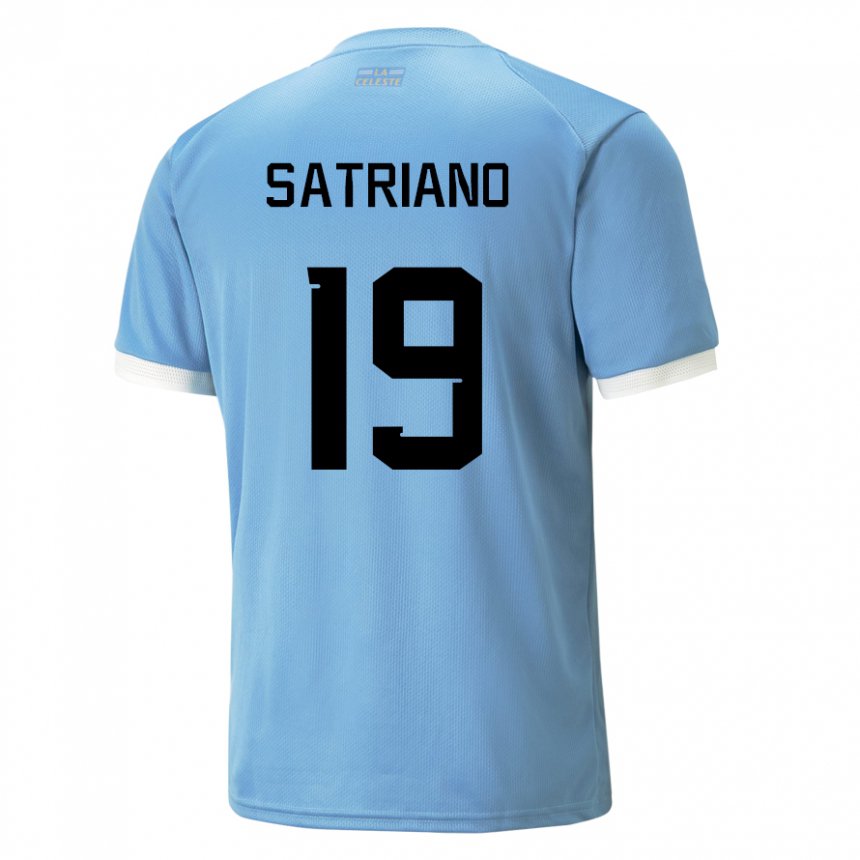 Herren Uruguayische Martin Satriano #19 Blau Heimtrikot Trikot 22-24 T-shirt Belgien