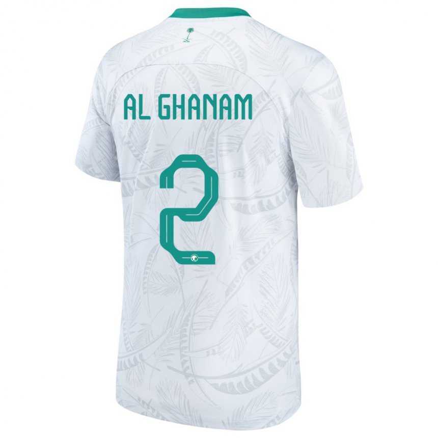 Homme Maillot Arabie Saoudite Sultan Al Ghanam #2 Blanc Tenues Domicile 22-24 T-shirt Belgique