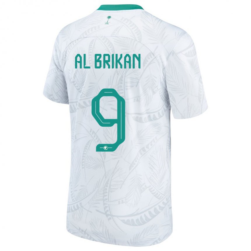 Homme Maillot Arabie Saoudite Feras Al Brikan #9 Blanc Tenues Domicile 22-24 T-shirt Belgique