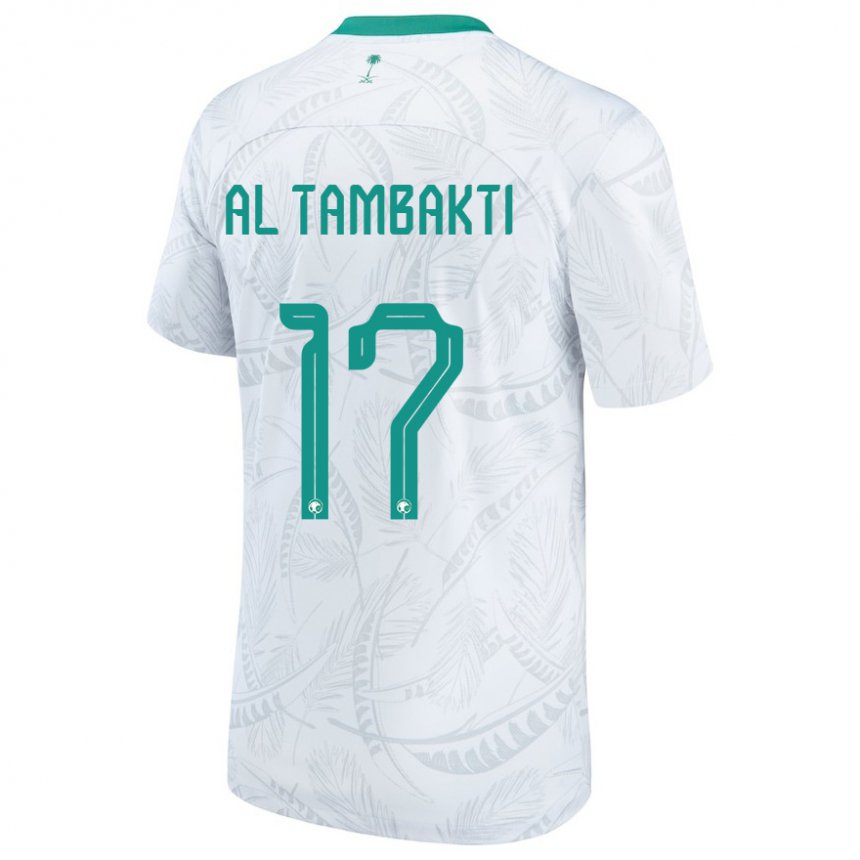 Homme Maillot Arabie Saoudite Hassan Al Tambakti #17 Blanc Tenues Domicile 22-24 T-shirt Belgique
