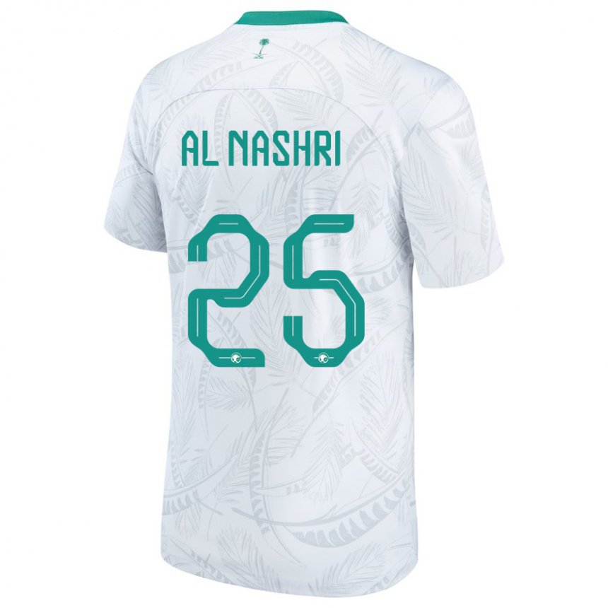 Herren Saudi-arabische Awad Al Nashri #25 Weiß Heimtrikot Trikot 22-24 T-shirt Belgien