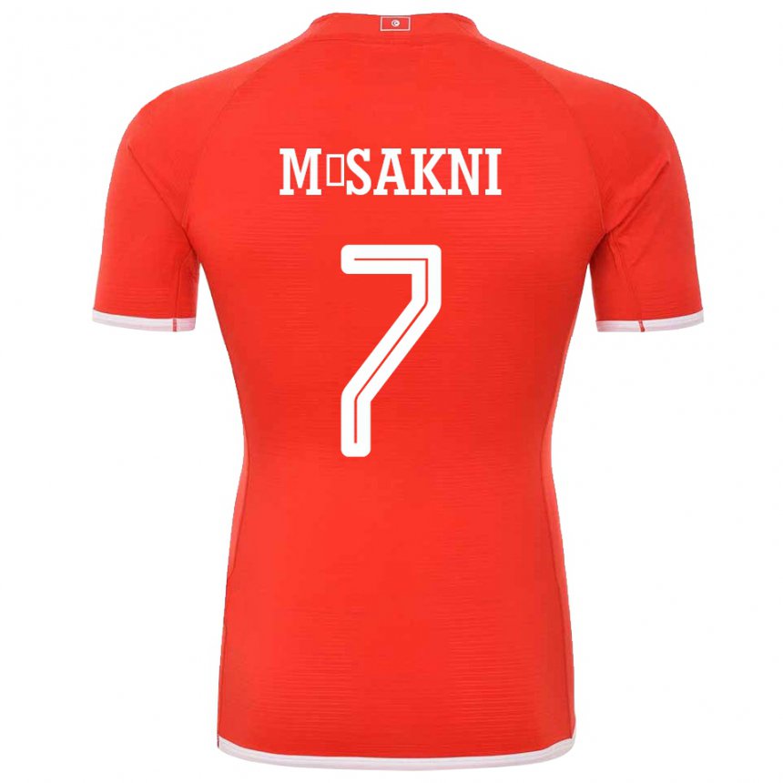 Homme Maillot Tunisie Youssef M Sakni #7 Rouge Tenues Domicile 22-24 T-shirt Belgique