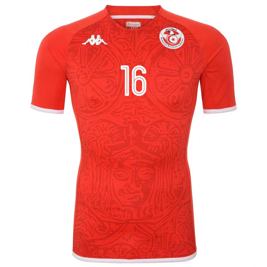 Herren Tunesische Aymen Dahmen #16 Rot Heimtrikot Trikot 22-24 T-shirt Belgien