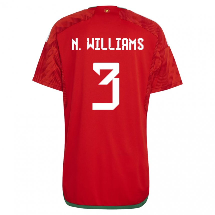 Herren Walisische Neco Williams #3 Rot Heimtrikot Trikot 22-24 T-shirt Belgien